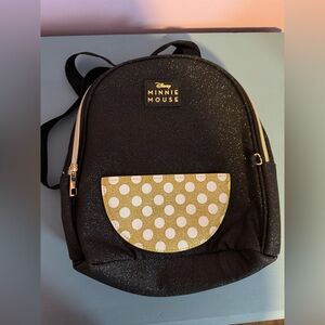 Disney Minnie Mouse Glittery Black and Gold Backpack